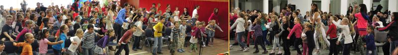 Michelisz Norbert a gyerekekkel táncol